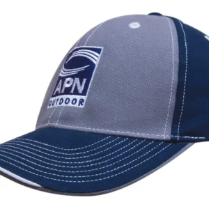 Brushed Heavy Cotton Two Tone Cap with Contrasting Stitching and Open Lip Sandwich